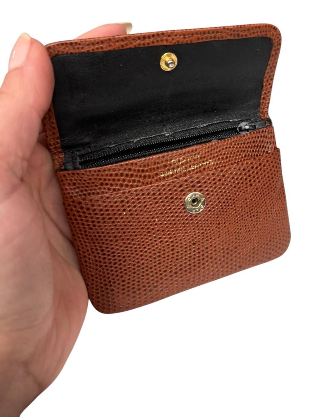 Vintage Buxton Brown Lizard Embossed Leather Coin Pouch Mini Wallet - Picture 6 of 11